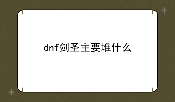 dnf剑圣主要堆什么
