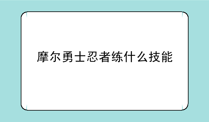 摩尔勇士忍者练什么技能