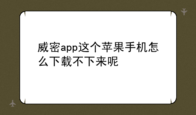 威密app这个苹果手机怎么下载不下来呢