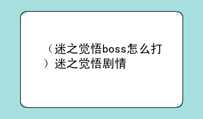 （迷之觉悟boss怎么打）迷之觉悟剧情