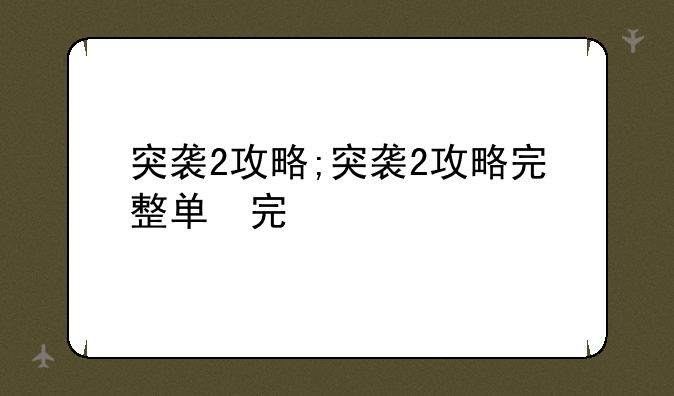 突袭2攻略;突袭2攻略完整版