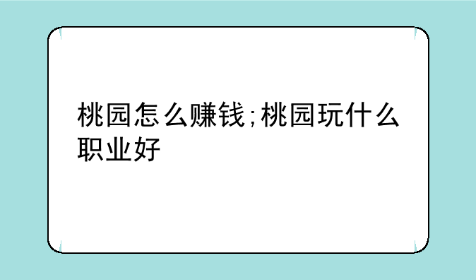 桃园怎么赚钱;桃园玩什么职业好